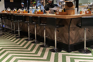 Bar floor with porcelain ceramic osb wood Nenets